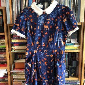 Collectif UK 16 (US 12) Peta Navy Swing Dress